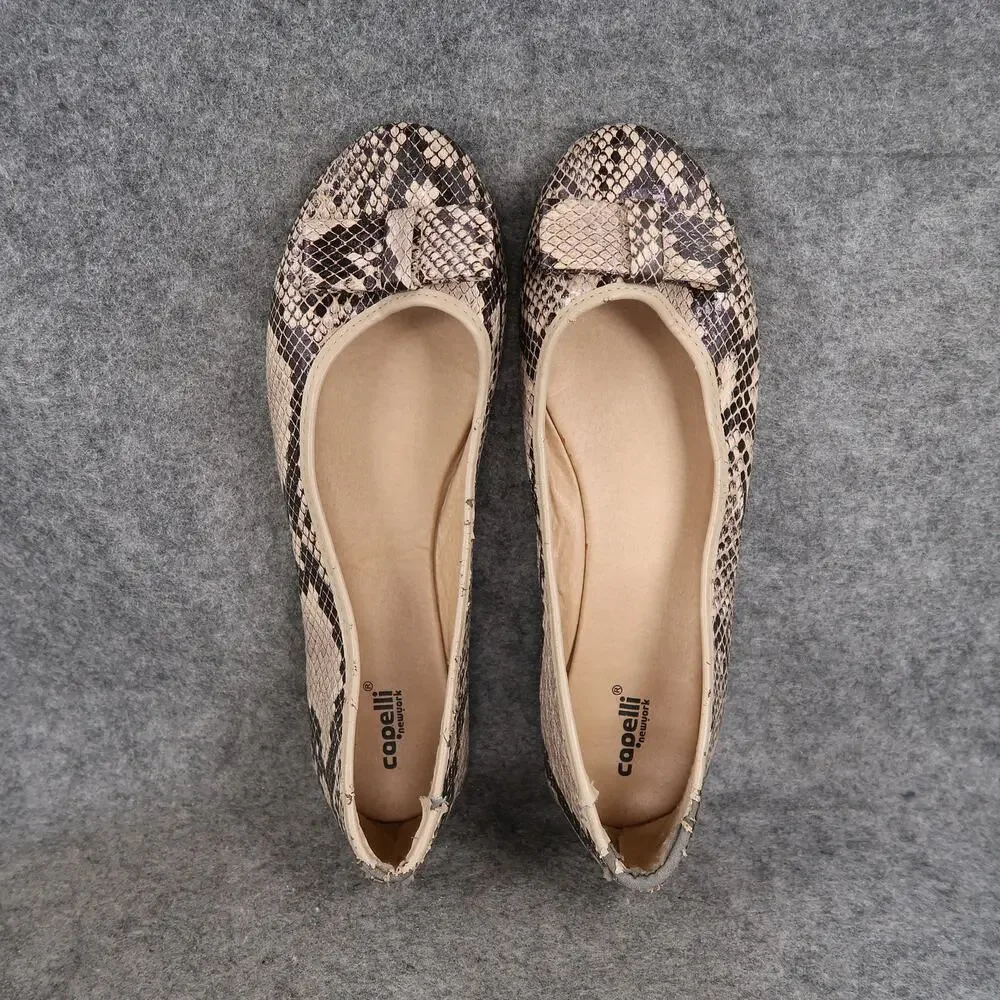 Capelli Shoes Womens 10 Ballet Flats Fashion Slip On Faux Snakeskin Casual